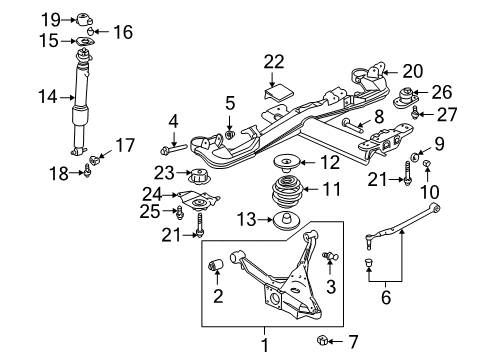 2001 Pontiac Bonneville Rear Suspension Components, Lower Control Arm, Ride Control, Stabilizer Bar Rear Spring Diagram for 25655481