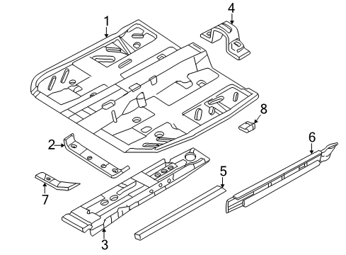 2004 Chrysler Sebring Pillars, Rocker & Floor - Floor & Rails Pan-Front Floor Diagram for MR535262