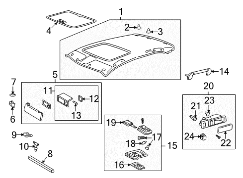 2004 Lexus LS430 Interior Trim - Roof Cover Grommet Diagram for 90189-04102