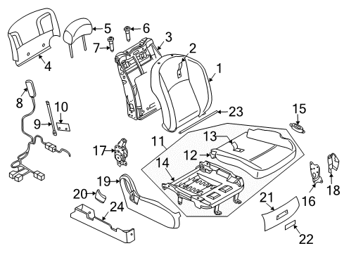 2003 Infiniti FX45 Front Seat Components Front Seat Switch Assembly, Right Diagram for 87016-CG001