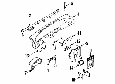 1991 Nissan Sentra Instrument Panel Cup Holder Assembly Diagram for 68430-5B300
