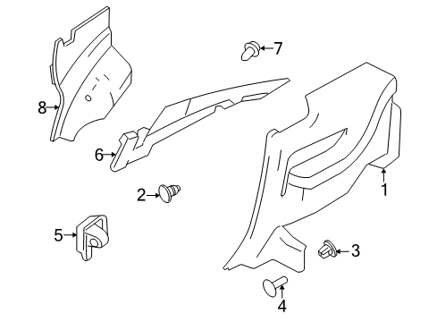 2011 Ford Mustang Interior Trim - Quarter Panels Quarter Trim Panel Diagram for AR3Z-6331013-BA