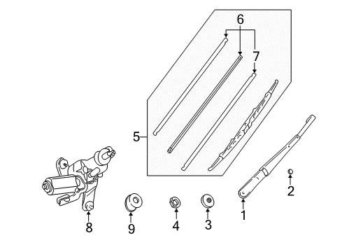 1996 Toyota RAV4 Wiper & Washer Components Rear Wiper Arm Assembly Diagram for 85241-42010