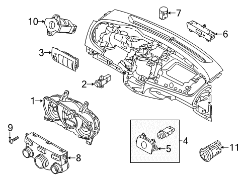 2010 Kia Forte Cluster & Switches Cluster Assembly-Instrument Diagram for 940111M011