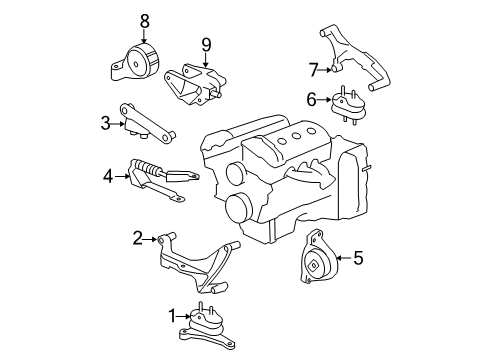 2009 Chevrolet Equinox Engine & Trans Mounting Snubber Asm-Engine Mount Diagram for 25964303