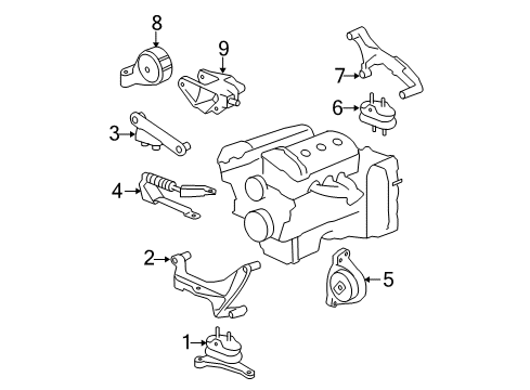 2009 Chevrolet Equinox Engine & Trans Mounting Rear Mount Bracket Diagram for 15822575