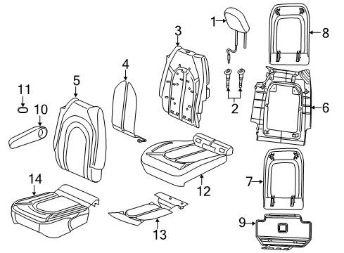 2019 Chrysler Pacifica Second Row Seats Seat Cushion Foam Second Row Diagram for 68238584AB