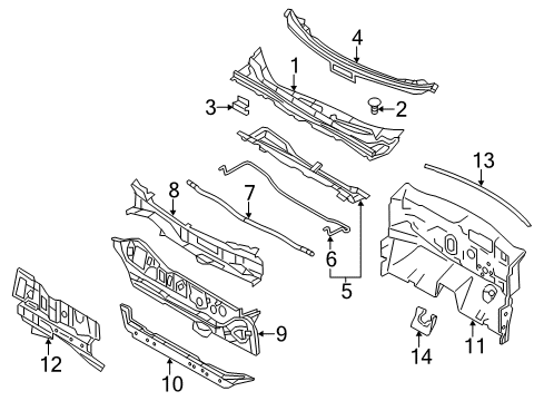 2018 Nissan Leaf Cowl INSULATOR Dash Center Diagram for 67900-5SP0A