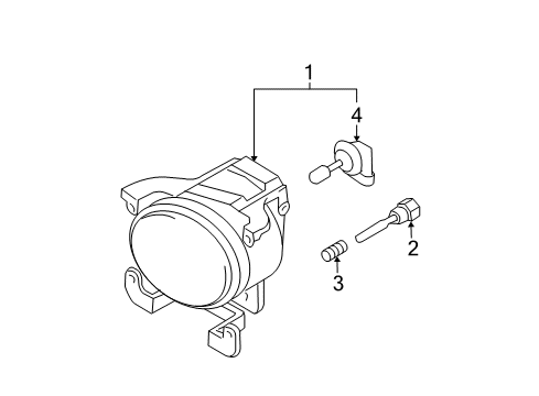 2005 Hyundai Accent Bulbs Front Passenger Side Fog Light Assembly Diagram for 92202-25500