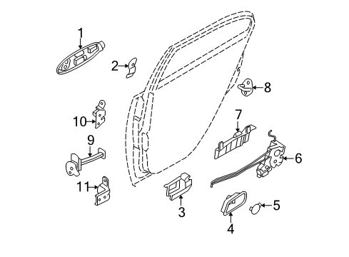 2009 Kia Rio5 Rear Door Rear Door Latch Assembly, Right Diagram for 814211G001