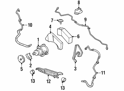 1994 Cadillac DeVille P/S Pump & Hoses, Steering Gear & Linkage Hose Asm-P/S Gear Outlet Diagram for 26048965
