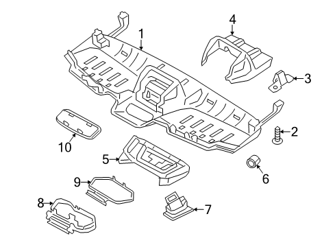 2015 Ford Transit Connect Overhead Console Center Panel Cap Diagram for AM5Z-99519E62-A