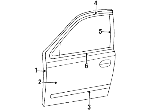 1995 Lincoln Continental Front Door & Components, Exterior Trim Belt Weatherstrip Diagram for F5OY5420934A