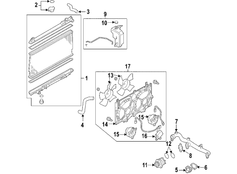 2010 Infiniti M35 Cooling System, Radiator, Water Pump, Cooling Fan SHROUD Assembly Diagram for 21483-EJ70A