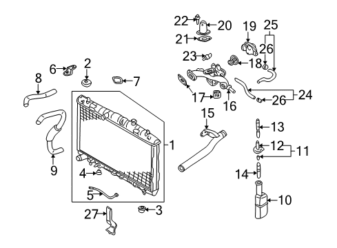 2003 Hyundai Tiburon Powertrain Control Gasket-Thermostat Case Diagram for 2561435510