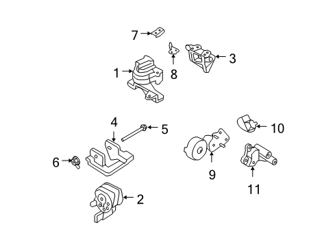 2009 Ford Edge Engine & Trans Mounting Bracket Diagram for 7T4Z-6E042-AA