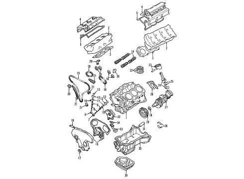 2001 Nissan Maxima Engine Parts, Mounts, Cylinder Head & Valves, Camshaft & Timing, Oil Pan, Oil Pump, Crankshaft & Bearings, Pistons, Rings & Bearings Spring-Valve, Outer Diagram for 13203-2Y900