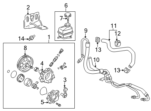 2000 Toyota Celica P/S Pump & Hoses, Steering Gear & Linkage Housing Diagram for 44302-32100