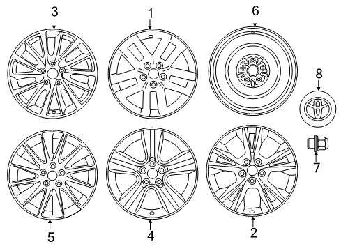 2019 Toyota Highlander Wheels, Covers & Trim Wheel, Alloy Diagram for 42611-0E610