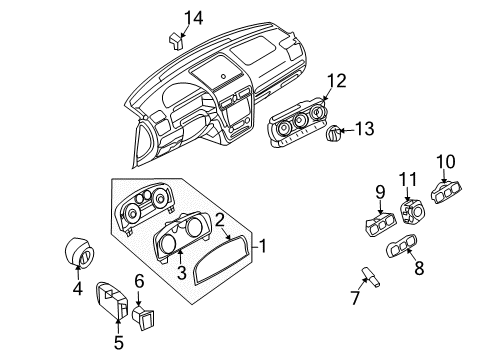 2009 Ford Fusion Cluster & Switches Cluster Assembly Diagram for 9E5Z-10849-A