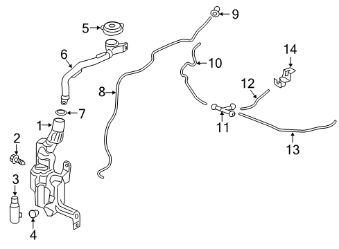 2017 Honda Civic Washer Components Nozzle Assembly, Windshield Diagram for 76810-TEA-T01