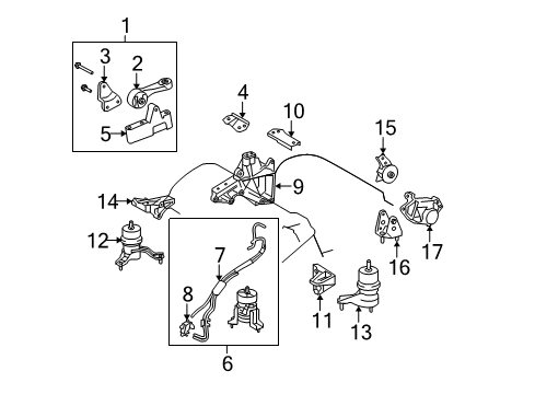 2009 Toyota Highlander Engine & Trans Mounting Strut Rod Diagram for 12363-31040