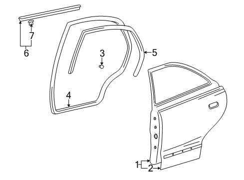 2000 Hyundai Accent Rear Door Weatherstrip Assembly-Rear Door Side RH Diagram for 83140-25000