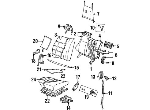 2001 Cadillac Catera Front Seat Components Recliner Knob Diagram for 90455299