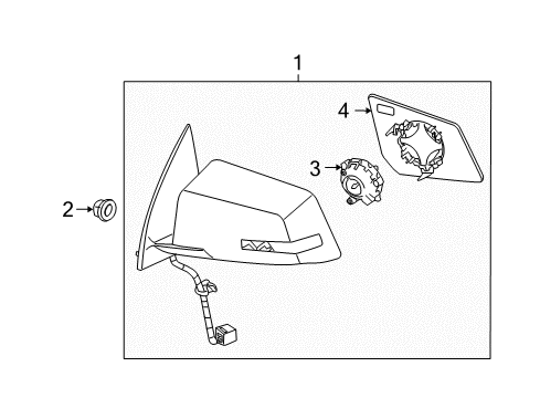 2007 GMC Acadia Outside Mirrors Mirror Asm-Outside Rear View *Black Diagram for 25894454