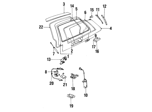 1986 Pontiac 6000 Gate & Hardware Hinge Asm-Lift Gate Window Diagram for 20509469