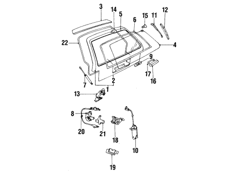 1986 Pontiac 6000 Gate & Hardware PLATE, Rear Compartment Lid And End Gate Diagram for 20338554