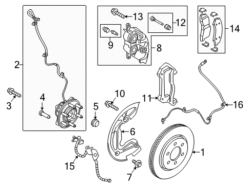 2017 Ford F-150 Front Brakes Hub & Bearing Diagram for FL3Z-1104-H