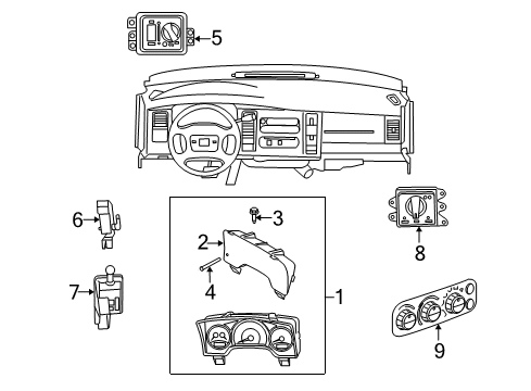 2010 Dodge Dakota Cluster & Switches Cluster-Instrument Panel Diagram for 68039980AE