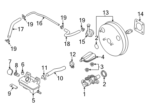 2015 Chevrolet City Express Dash Panel Components Vacuum Hose Diagram for 19316633