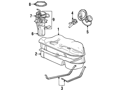 1999 Mercury Sable Fuel System Components Fuel Pump Assembly Diagram for XF1Z-9H307-DB