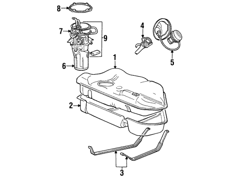 1998 Mercury Sable Fuel System Components Fuel Pump Assembly Diagram for F8DZ-9H307-HC