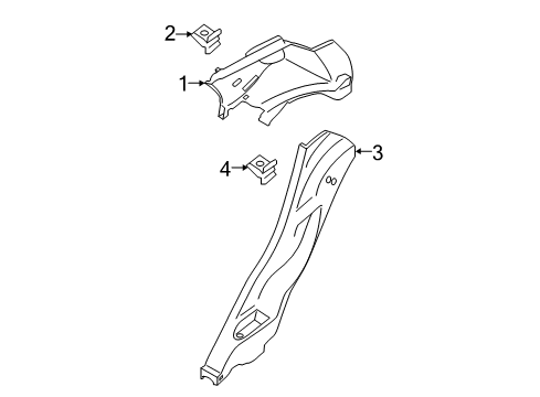 2022 Ford EcoSport Interior Trim - Quarter Panels Quarter Pillar Trim Diagram for GN1Z-5831012-DC