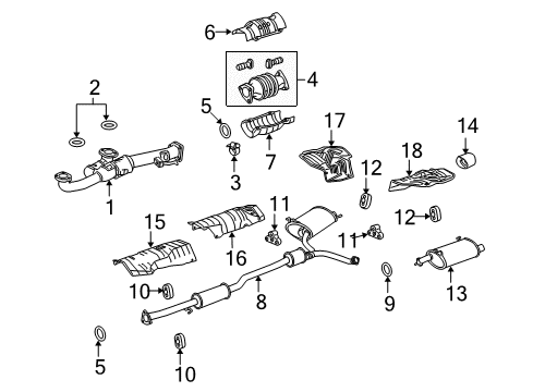 2009 Honda Accord Exhaust Components Muffler, Driver Side Exhuast Diagram for 18305-TE1-A11