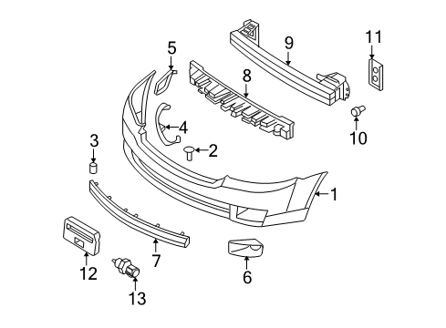 2008 Lincoln MKZ Front Bumper License Bracket Diagram for 6H6Z-17A385-AA