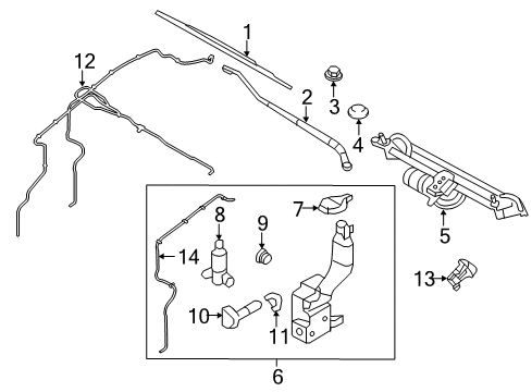 2014 Lincoln MKX Wiper & Washer Components Washer Hose Diagram for BT4Z-17K605-A