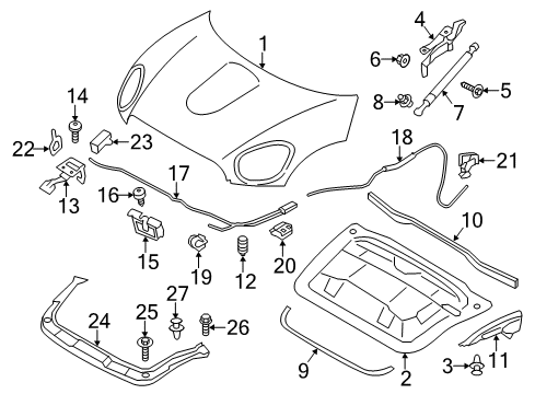 2013 Mini Cooper Countryman Hood & Components Hex Bolt Diagram for 07119904279