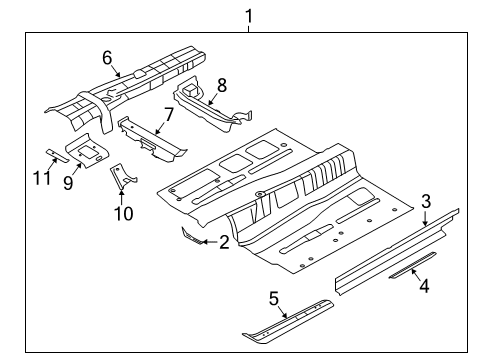 2019 Kia K900 Floor & Rails REINF-Ctr Side MEMBE Diagram for 65218J6000