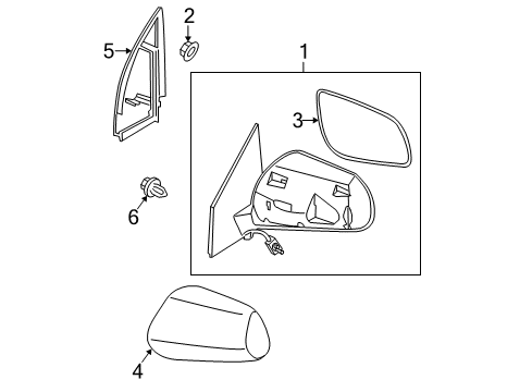 2015 Nissan Rogue Select Outside Mirrors Glass-Mirror, LH Diagram for 96366-JM01A