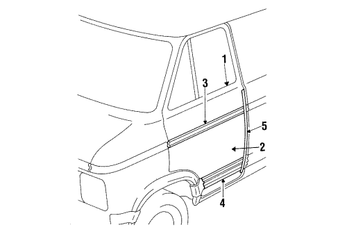 1993 GMC G2500 Front Door & Components, Exterior Trim Molding Asm-Front Side Door Diagram for 15667681