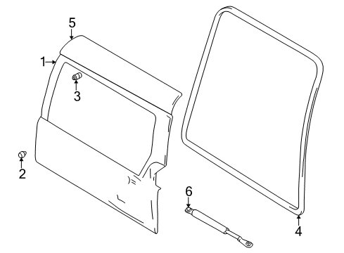 2000 Chevrolet Tracker Lift Gate Door, Rear Diagram for 91174863