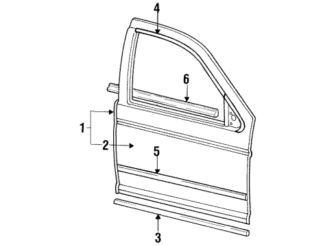 1994 Mercury Sable Front Door & Components, Exterior Trim Body Side Molding Diagram for F54Y5420938PTM