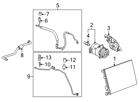 2012 Chevrolet Corvette A/C Condenser, Compressor & Lines Condenser Diagram for 10442892