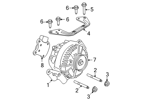 2003 Ford Explorer Alternator Mount Bracket Diagram for 2L2Z-10153-BA