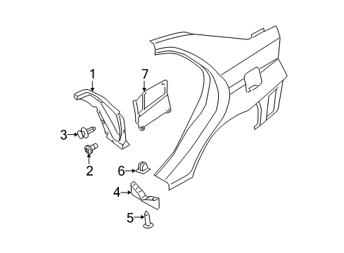 2005 Kia Spectra Exterior Trim - Quarter Panel Guard Assembly-Rear DEFLECTOR Diagram for 868612F000