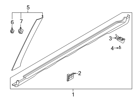 2020 Hyundai Venue Exterior Trim - Pillars, Rocker & Floor Clip-Side Garnish Mounting Diagram for 87716-F2500